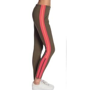 NWOT Free People Movement Olive Green with Stripes Athletic Leggings Fits Medium